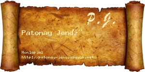 Patonay Jenő névjegykártya