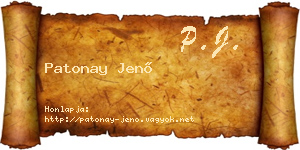 Patonay Jenő névjegykártya